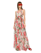 Long carnation-print chiffon dress - | Dolce & Gabbana