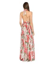 Long carnation-print chiffon dress - | Dolce & Gabbana