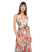Long carnation-print chiffon dress - | Dolce & Gabbana
