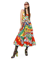Calf-length bustier dress in Carretto-print poplin - | Dolce & Gabbana