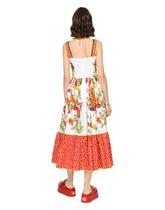 Calf-length bustier dress in vegetable-print poplin - | Dolce & Gabbana