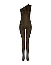 One-shoulder jumpsuit in jacquard tulle - | Dolce & Gabbana