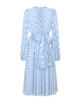 Dévoré silk jacquard calf-length dress with DG logo - | Dolce & Gabbana