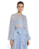 Dévoré silk jacquard calf-length dress with DG logo - | Dolce & Gabbana