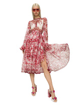 Majolica-print chiffon midi dress - | Dolce & Gabbana