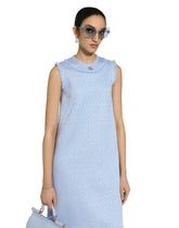 Sleeveless raschel tweed dress with DG logo - | Dolce & Gabbana