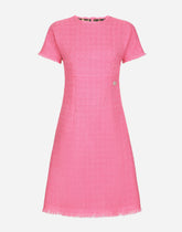 Raschel tweed calf-length dress with DG logo - | Dolce & Gabbana