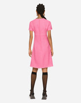 Raschel tweed calf-length dress with DG logo - | Dolce & Gabbana