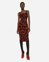 Giraffe-print charmeuse calf-length dress - | Dolce & Gabbana