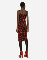 Giraffe-print charmeuse calf-length dress - | Dolce & Gabbana