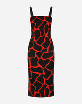 Giraffe-print charmeuse calf-length dress - | Dolce & Gabbana