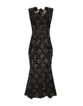 Longuette dress in eco-leather macramé - | Dolce & Gabbana