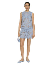 Sleeveless floral lace A-line dress with DG logo - | Dolce & Gabbana
