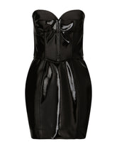Short corset-style patent leather dress - | Dolce & Gabbana