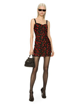 Cherry-print tulle strapless dress with draping - | Dolce & Gabbana