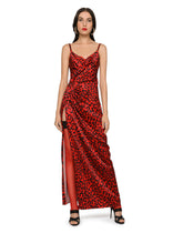 Long leopard-print satin dress - | Dolce & Gabbana