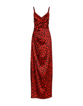 Long leopard-print satin dress - | Dolce & Gabbana