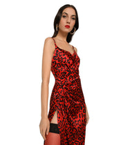 Long leopard-print satin dress - | Dolce & Gabbana