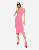 Sleeveless jersey dress with all-over DG logo - | Dolce & Gabbana