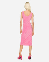 Sleeveless jersey dress with all-over DG logo - | Dolce & Gabbana