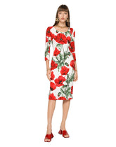 Poppy-print charmeuse midi dress - | Dolce & Gabbana