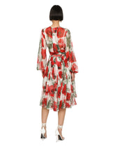 Poppy-print chiffon calf-length dress - | Dolce & Gabbana