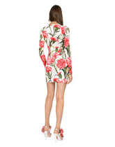 Short carnation-print charmeuse dress - | Dolce & Gabbana
