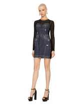 Short patchwork denim and tulle dress - | Dolce & Gabbana