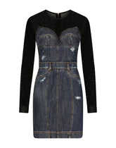 Short patchwork denim and tulle dress - | Dolce & Gabbana