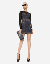 Short patchwork denim and tulle dress - | Dolce & Gabbana