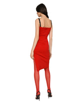 Viscose dress with side slit and draping - | Dolce & Gabbana