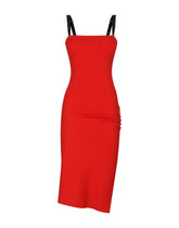 Viscose dress with side slit and draping - | Dolce & Gabbana