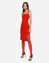 Viscose dress with side slit and draping - | Dolce & Gabbana