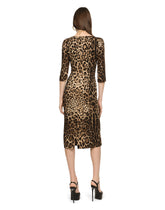 Leo print cady longuette dress - | Dolce & Gabbana