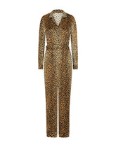 Belted satin jumpsuit with ocelot print - | Dolce & Gabbana