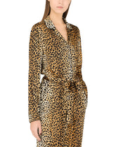 Belted satin jumpsuit with ocelot print - | Dolce & Gabbana