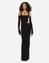 KIM DOLCE&GABBANA Long dress in Milano stitch jersey - | Dolce & Gabbana