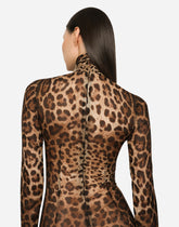 KIM DOLCE&GABBANA Sheer leopard-print jumpsuit - | Dolce & Gabbana