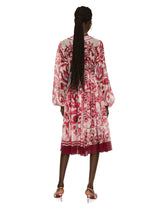 V-neck midi dress in majolica-print silk chiffon - | Dolce & Gabbana