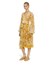 V-neck midi dress in majolica-print silk chiffon - | Dolce & Gabbana