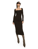 Technical jersey calf-length dress - | Dolce & Gabbana