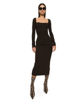 Technical jersey calf-length dress - | Dolce & Gabbana