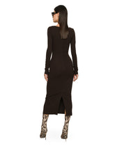 Technical jersey calf-length dress - | Dolce & Gabbana