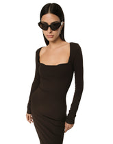 Technical jersey calf-length dress - | Dolce & Gabbana