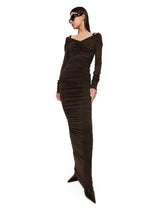 V-neck calf-length dress in wool jersey - | Dolce & Gabbana