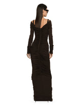 V-neck calf-length dress in wool jersey - | Dolce & Gabbana