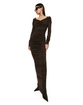V-neck calf-length dress in wool jersey - | Dolce & Gabbana