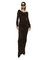 V-neck calf-length dress in wool jersey - | Dolce & Gabbana