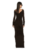 V-neck calf-length dress in wool jersey - | Dolce & Gabbana