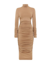 High-necked jersey wool calf-length dress - | Dolce & Gabbana